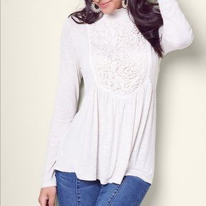 Lace Mockneck Top